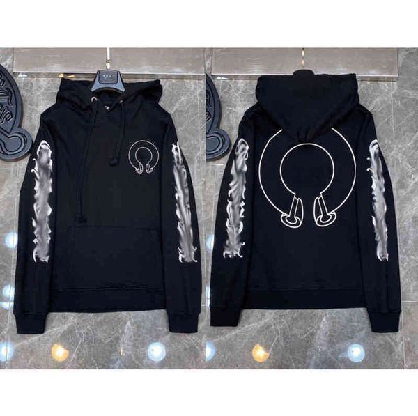 

classic mens fashion luxury zipper ch hoodies designer sweatshirts horseshoe sanskrit cross print pullover hooded sweater woman loose jackts, Black