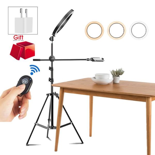 

flash heads circle led video selfie ring light pography fill lighting camera po studio phone lamp with tripod stand boom arm youtube