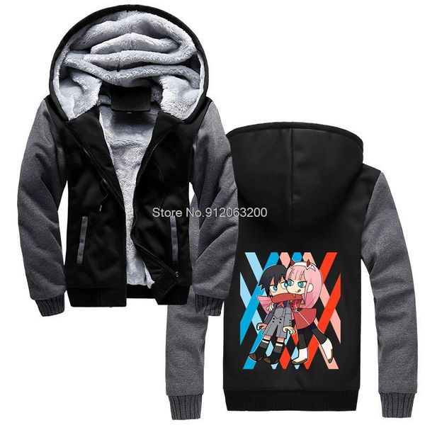 

men's hoodies & sweatshirts darling vintage in the franxx hoodie hiro and zero two men winter thicken hooded sweatshirt streetwear, Black