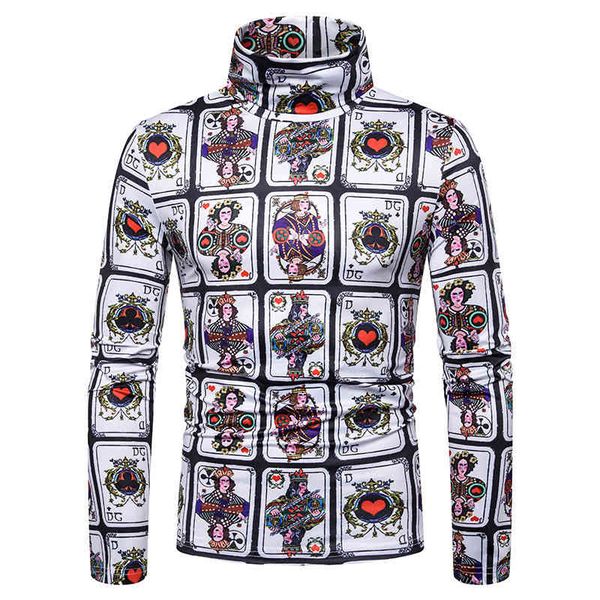 

men's t-shirts fall 3d nine square grid large size long sleeve, playing card printing bottoming shirt 12101101l15 lorc, White;black