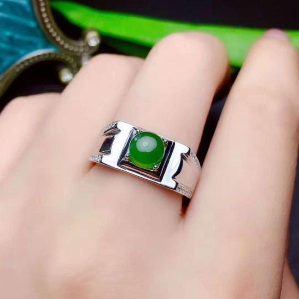 

cluster rings man ring natural and real jade stone solid 925 silver gemstone, Golden;silver