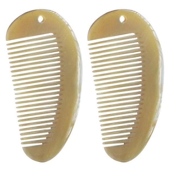 

2pcs natural yak horn combs hair straighter comb portable anti-static brushes, Silver