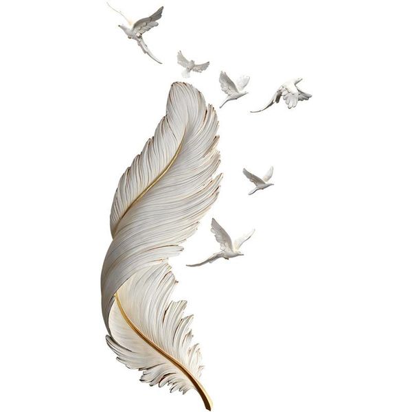 

decorative objects & figurines light luxury feather wall decoration 3d hanging tv background room creative pendant aesthetic decor