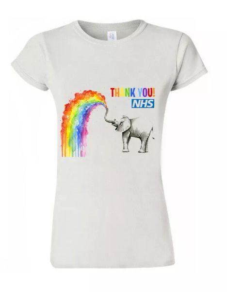 

thank you nhs and key workers rainbow t shirt men women trendy m536, White;black