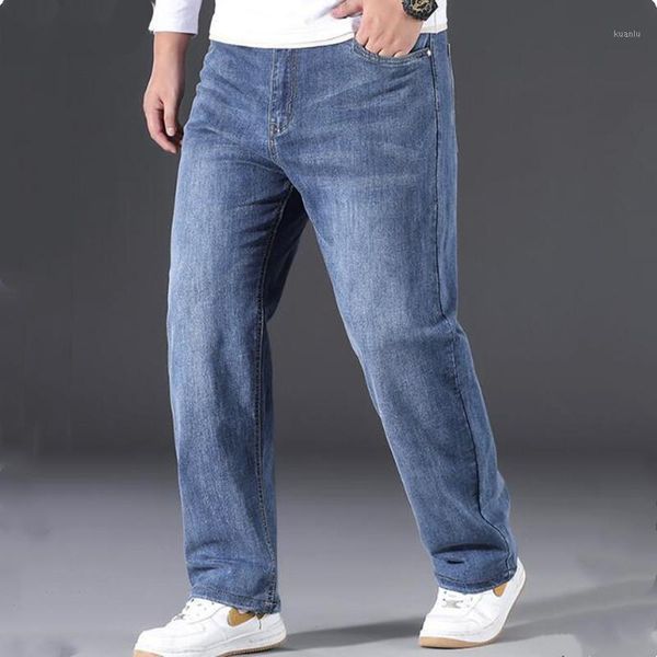 

men's jeans loose hip-hop trousers men straight clothes bottoms long pants 30-42, Blue