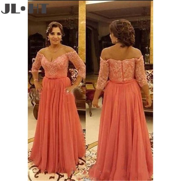 

party dresses elegant evening a-line three quarter appliques tulle dress plus size sweep train maid of honors, White;black