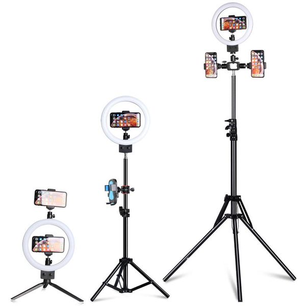 

flash heads 9 inch led ring light selfie lamp pographic lighting with tripod phone holder po studio or youtube/pography/makeup