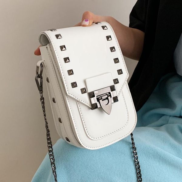 

evening bags ladies mini bag mobile phone 2021 fashion spring and summer rivet small square shoulder messenger chain female