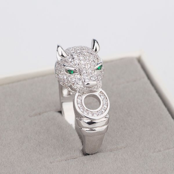 

fashionable copper leopard head inlaid zircon ring gold leopard jewellery ring silver men's and women's ring fashion jewellery, Golden;silver