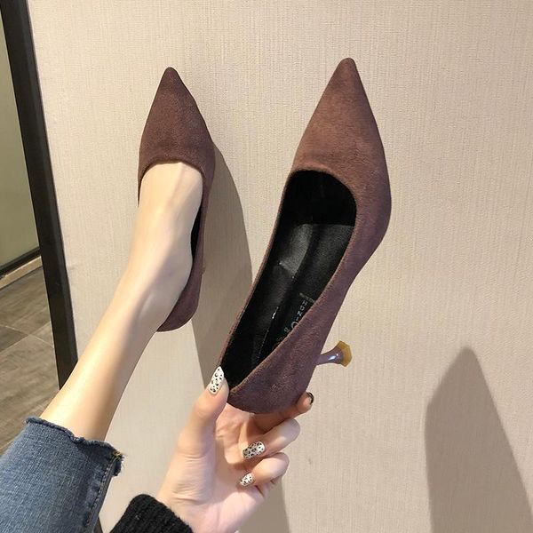 

mazefeng 2021 fashion summer women high-heeled shoes casual sweet pumps ladies thin heel classic style shallow dress, Black