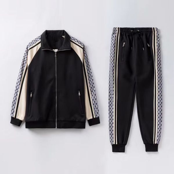 

men casual tracksuits sweatshirts fashion letter pattern sweatsuit mens sweat suits classic outfits 2 pieces pants jacket sets, Gray