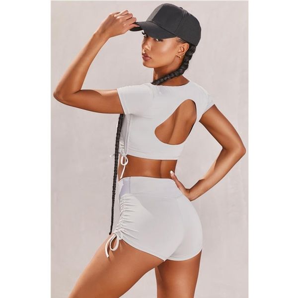 

women's tracksuits tracksuit women shorts 2021 summer fashion clothes short sleeve crop and sets gym fitness track suits solid color se, Gray