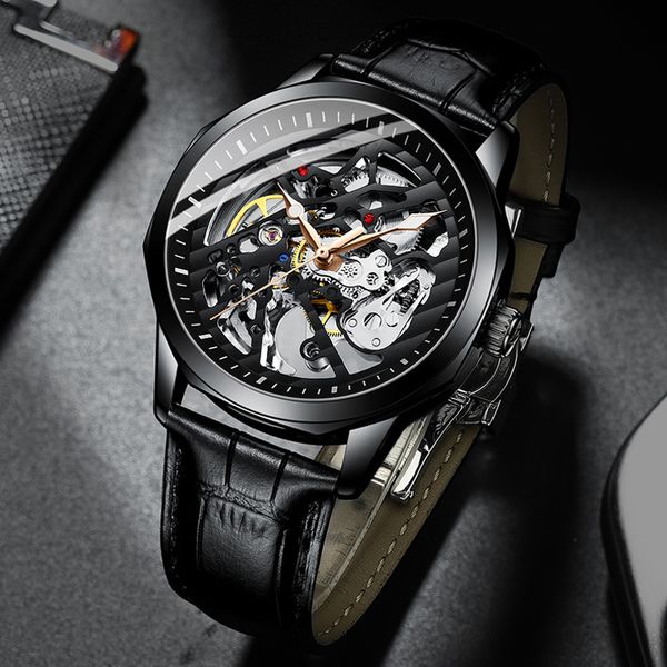 

ailang new watches men high-end brands mechanical automatic watertight learn montre homme, Slivery;brown