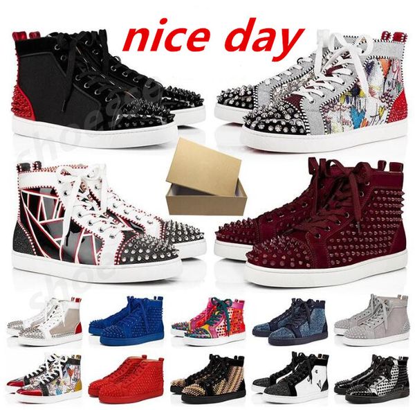 

with box big size bottoms mens shoes women luxurys designers casual loafers spikes platform sneakers red bottom flat trainers