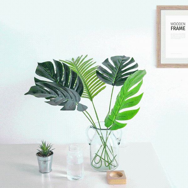 

10pcs artificial palm leaves hawaiian luau theme party decorative plastic leaf wedding diy decor pretty flowers plant & wreaths