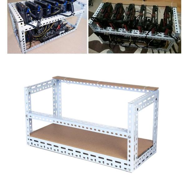 

6/8/12gpu open air frame mining rig crypto coin diy stackable case ethereum computer server chassis fans & coolings