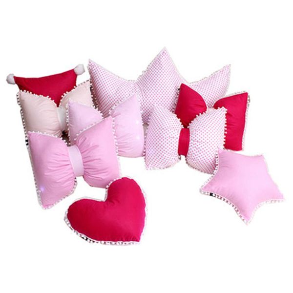 Kissen/Dekokissen Rosa Rose Farbe Stern/Herz/Schleife Knotenförmiges Kissen Sofa Dekorativer Wollknäuelwurf Gefüllte Plüschrückseite Geschenk