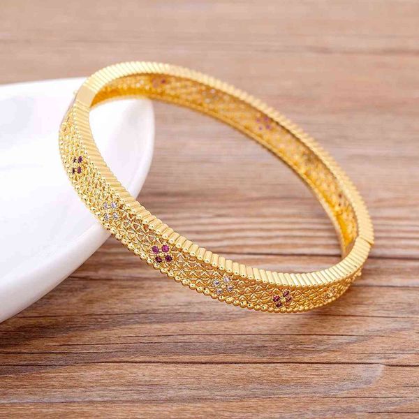 

new luxury 14 styles famous brand jewelry gold color copper zircon bracelets & bangles female hollow crystal bangle gift, Black