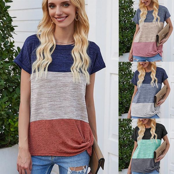 

women's t-shirt loose t-shirts women jumpers short sleeve casual woman pullovers o-neck female cotton patchwork summer tee shirt c0441, White