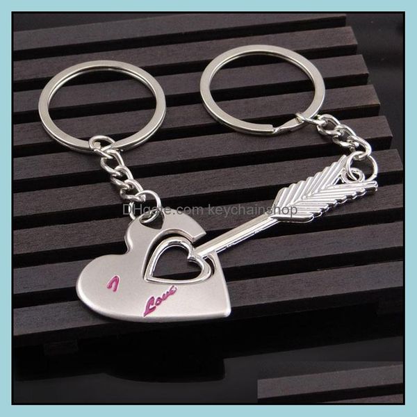 

keychains fashion accessories metal cupid arrow couple keychain pendant creative valentines day practical gift heart wcw364 drop delivery 20, Silver