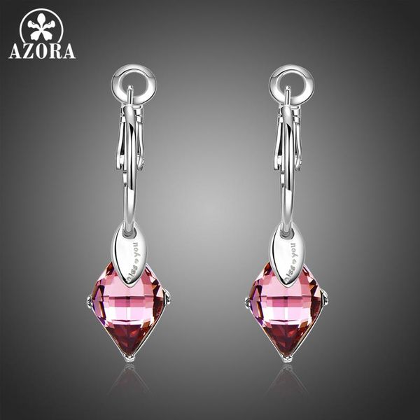 

fashion jewelry silver earring for women purple austrian crystal drop earrings stone pendientes mujer moda earing te0351 dangle & chandelier