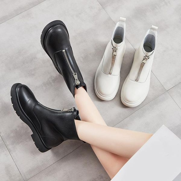

boots autumn and winter women's nude british style waterproof platform, Black
