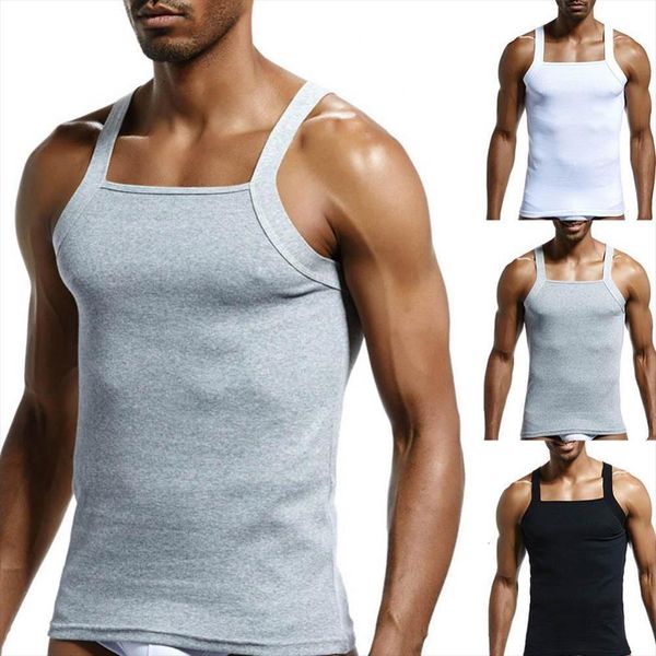 

sales casual men solid mens color sleeveless slim vest breathable fitness cotton tanked, White;black