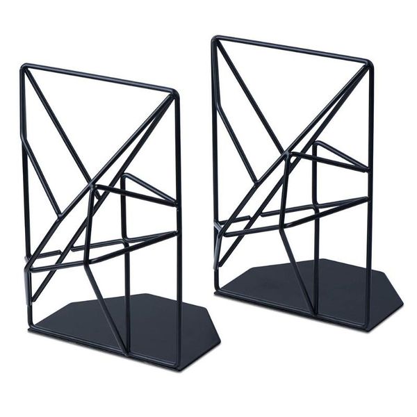 

2pcs geometric bookends with matte finish decorative iron book sers industrial/home/office creative shelf decor rustic hooks & rails