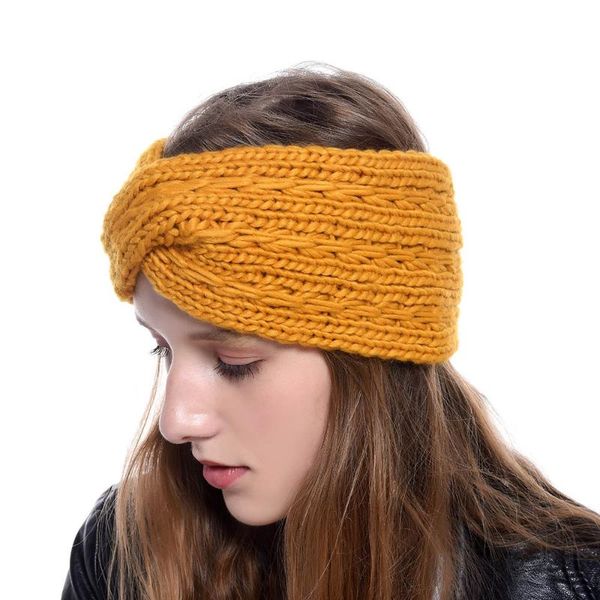 

hair accessories 9-color woolen knitted headband fashionable diagonal cross-headdress autumn winter elastic women