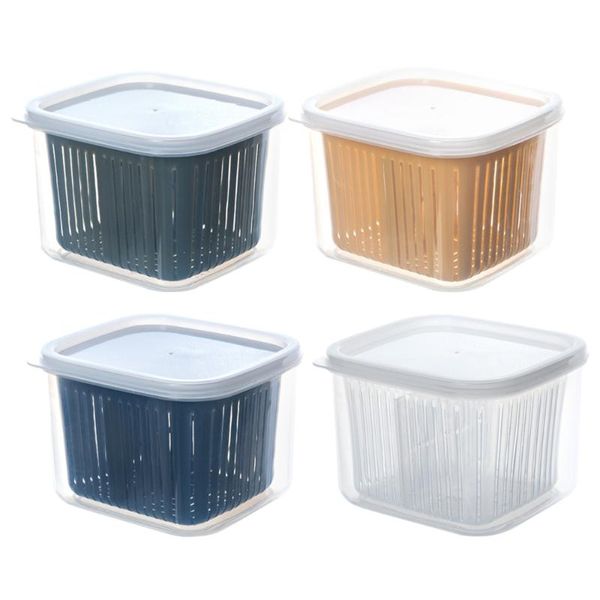 

storage bottles & jars 4pcs sealing crispers garlic vegetable boxes partition drain