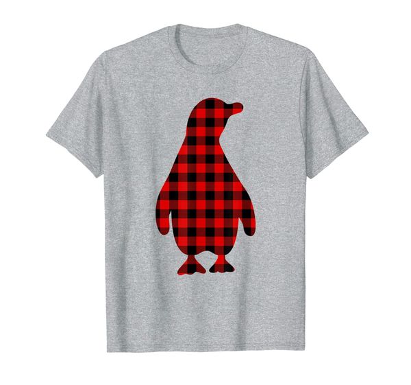 

penguin red buffalo plaid bird matching family pj gift t-shirt, White;black