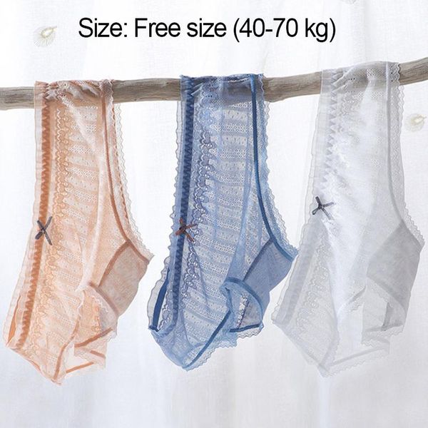 

women's panties summer underwear womens lace seamless mid waist thin section small transparent temptation briefs breathable lingerie, Black;pink