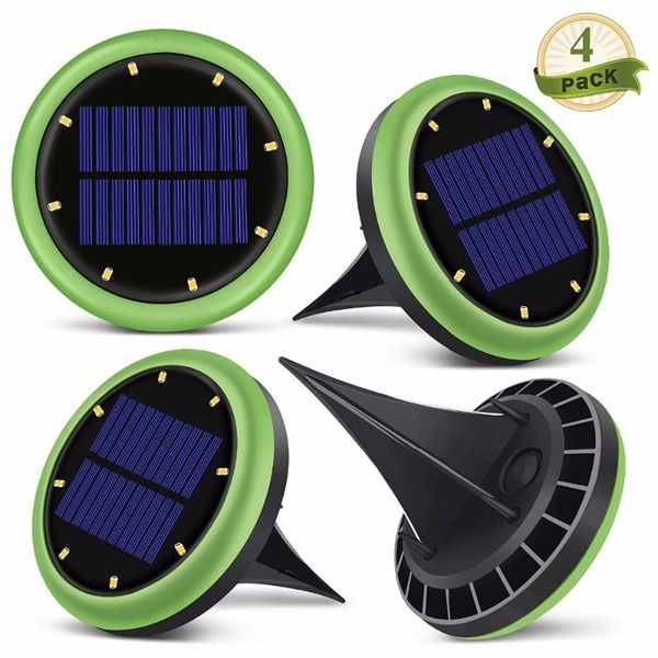

[4-packs] 8leds solar ground lights, in-ground waterproof lights with 8 leds for garden pathway yard, driveway, lawn lamps