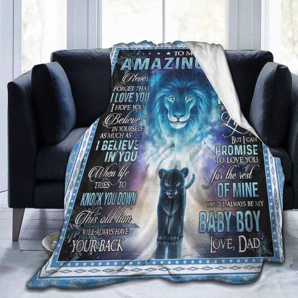 

Lion Dad to My Amazing Son I Belivev in You Love Micro Fleece Blankets Super Soft Cozy Couch Throw Blanket for Home Bedding