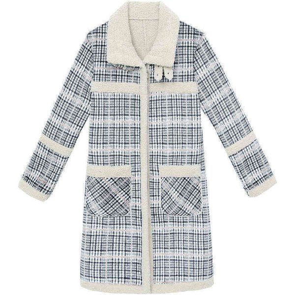 

autumn and winter small man medium long plush thickened coat women's large loose korean fashion wool, Black