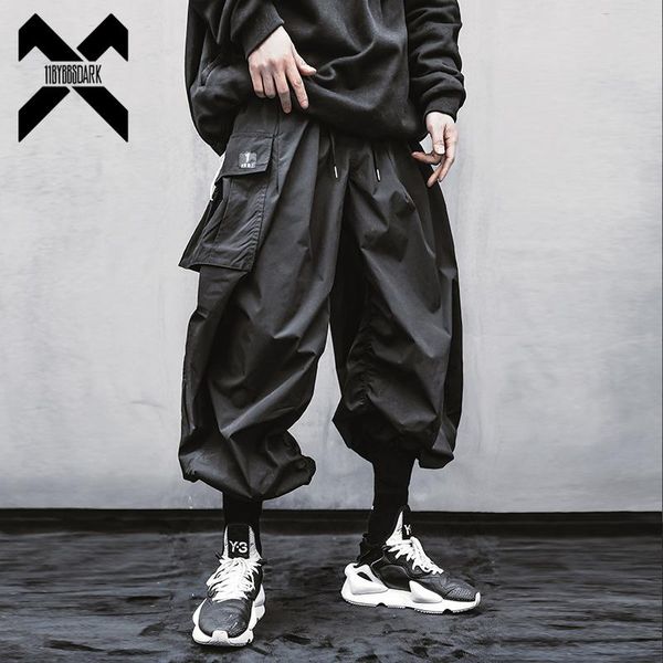 

bybb's dark hip hop loose joggers pant man streetwear elastic waist harem baggy pants harajuku men dancing trousers wb065 men's, Black