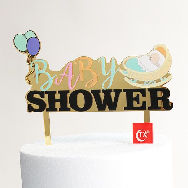 

baby shower cake ers boy or girl painted acrylic flags birthday party baking decor he she other festive & supplies