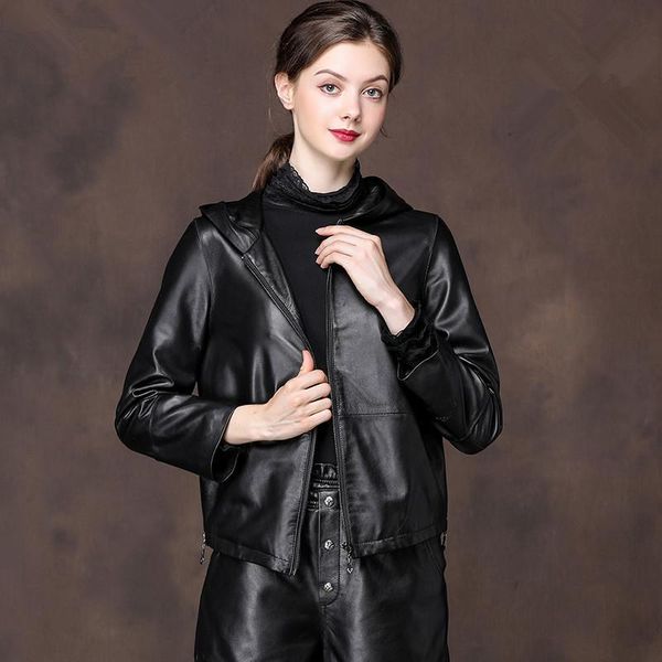 

women's leather & faux 300% real sheepskin coat female genuine jacket autumn winter women korean baseball jackets plus size my, Black