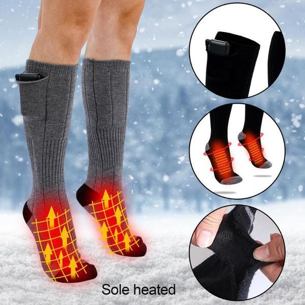 

sports socks electric heated skiing for men women winter warming cycling hiking snowboard rechargeable battery 2021, Black