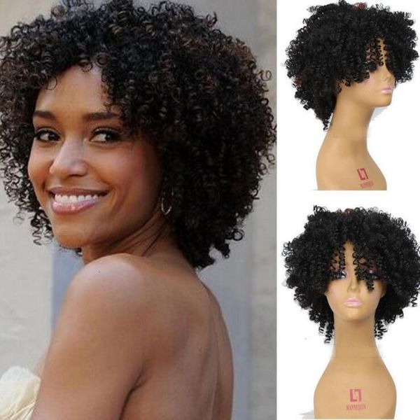 

fashionable wig beautiful goddess synthetic wigs women's headwear small curly wig rose net, Black