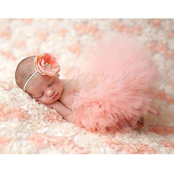 

cute toddler born baby girl tutu skirt & headband po prop costume outfit skirts, Blue