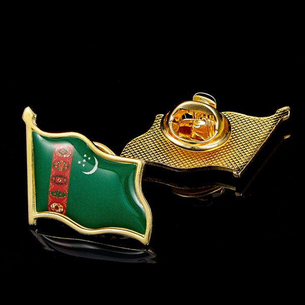 

30pcs turkmenistan country flag waving 3d lapel hat cap tie pin craft badge brooch pins patriotism pride