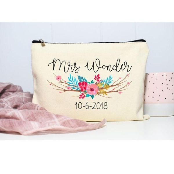 

cosmetic bags & cases maid of honor makeup personalized flowers bag bridal shower toiletry bridesmaid proposal gifts make up case