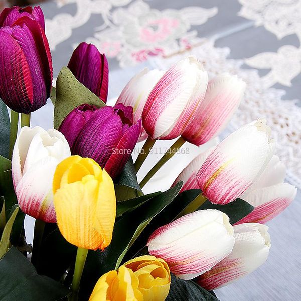 

artificial flower 9 buds tulip immortal deskdecoration silk wedding decorative flowers & wreaths