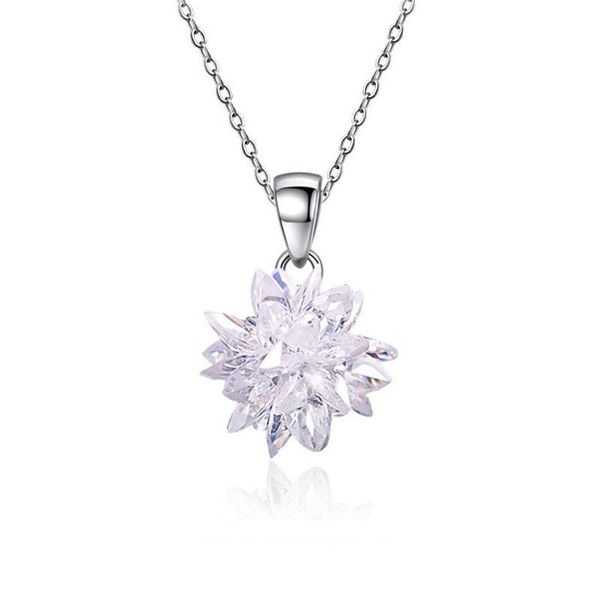 

pendant necklaces crystal snowflake statement necklace fashion category female girl lady engagement jewelry, Silver