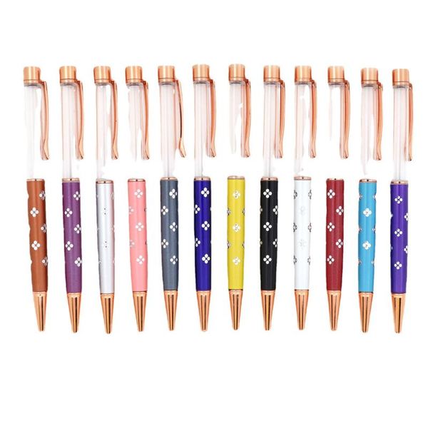 

ballpoint pens diamond crystal pen metal pendant 1.0mm black ink stationery office & school supplies, Blue;orange