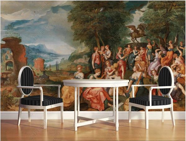 Foto personalizzata Sfondi per pareti 3D Murales Modern European Classical Carattere classico Pittura ad olio Concert TV Sfondo da parete carta soggiorno decorazione