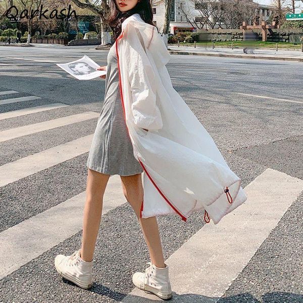 

women's jackets basic women bf long style summer zipper female aesthetic korean oversize streetwear thin sun-proof mujer outerwear chic, Black;brown