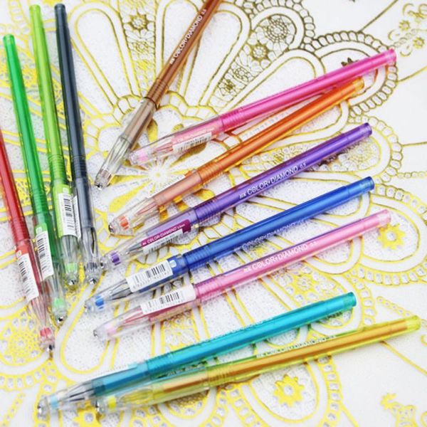 

gel pens novelty plastic pen 12 colors ink patterns creative writing method office&school supplies,1 piece