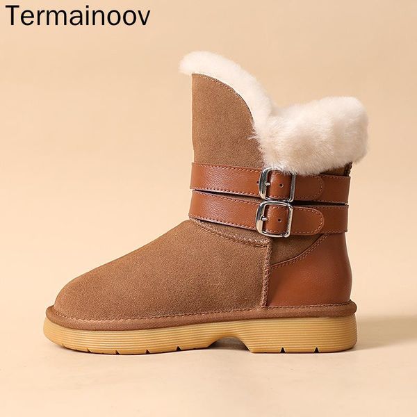 

boots termainoov women snow plush warm boot plus velvet padded winter women's shoes cotton ankle, Black